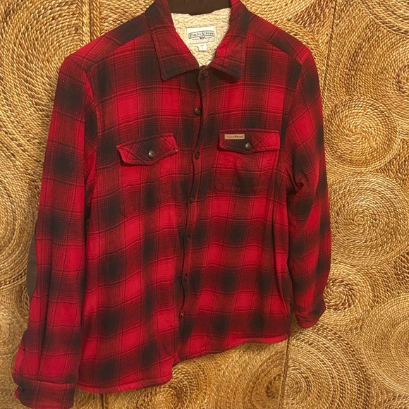Field & Stream Red Plaid Flannel Fleece Shirt Jacket Size Large - Picture 8 of 11
